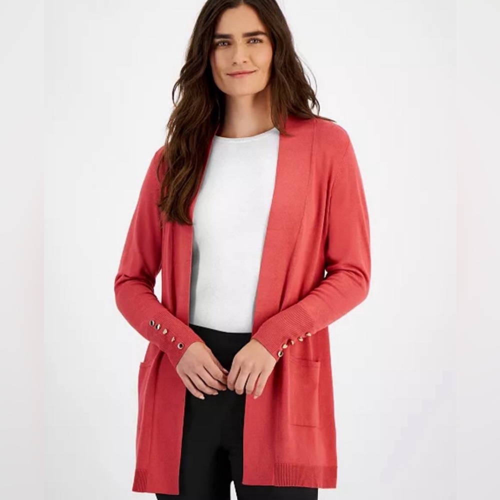 Women's Button-Sleeve Flyaway Cardigan  PETITE MEDIUM